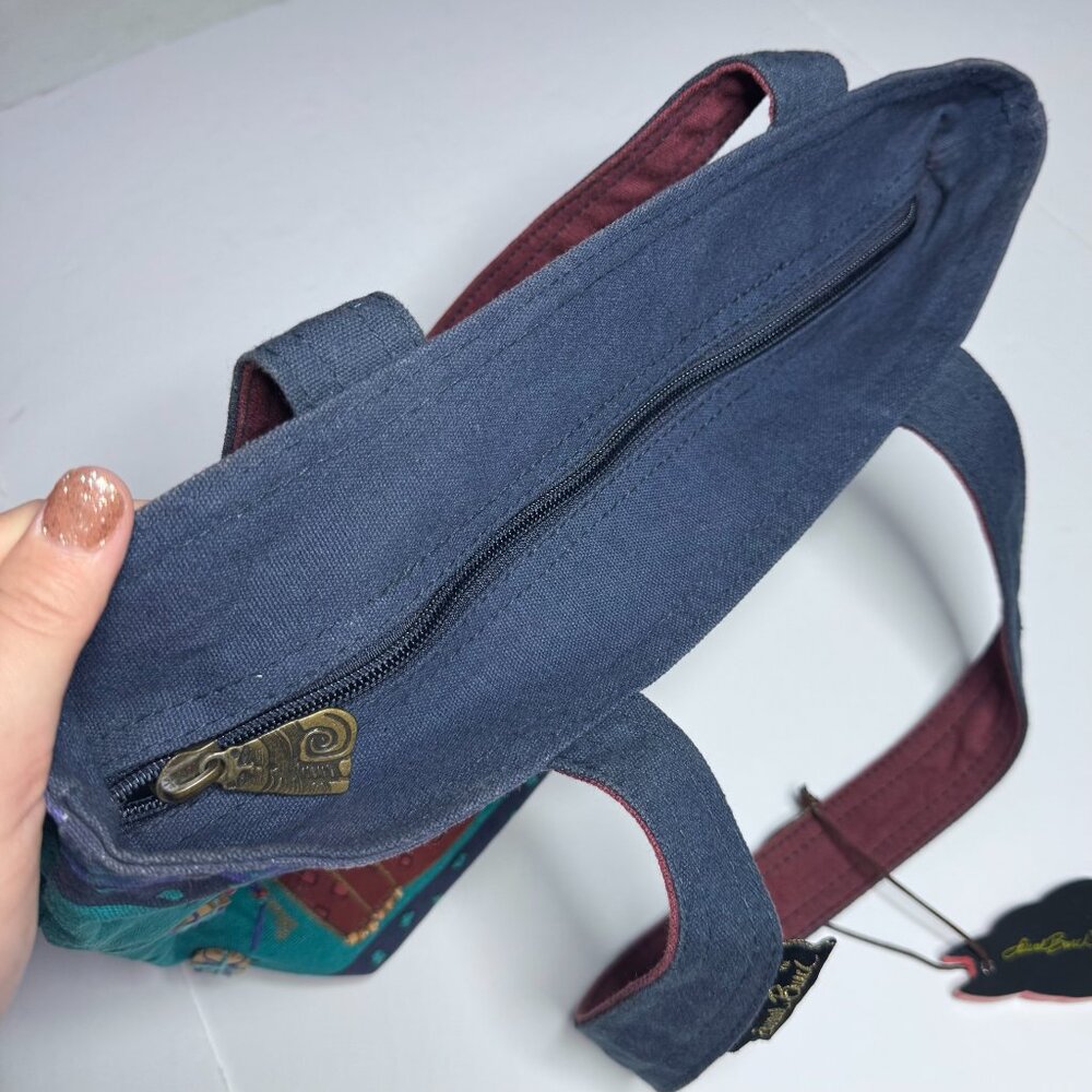 Laurel Burch Cat Feline Shoulder Tote Bag Beaded Sun N Sand Zipper Colorful Art - Picture 4 of 16